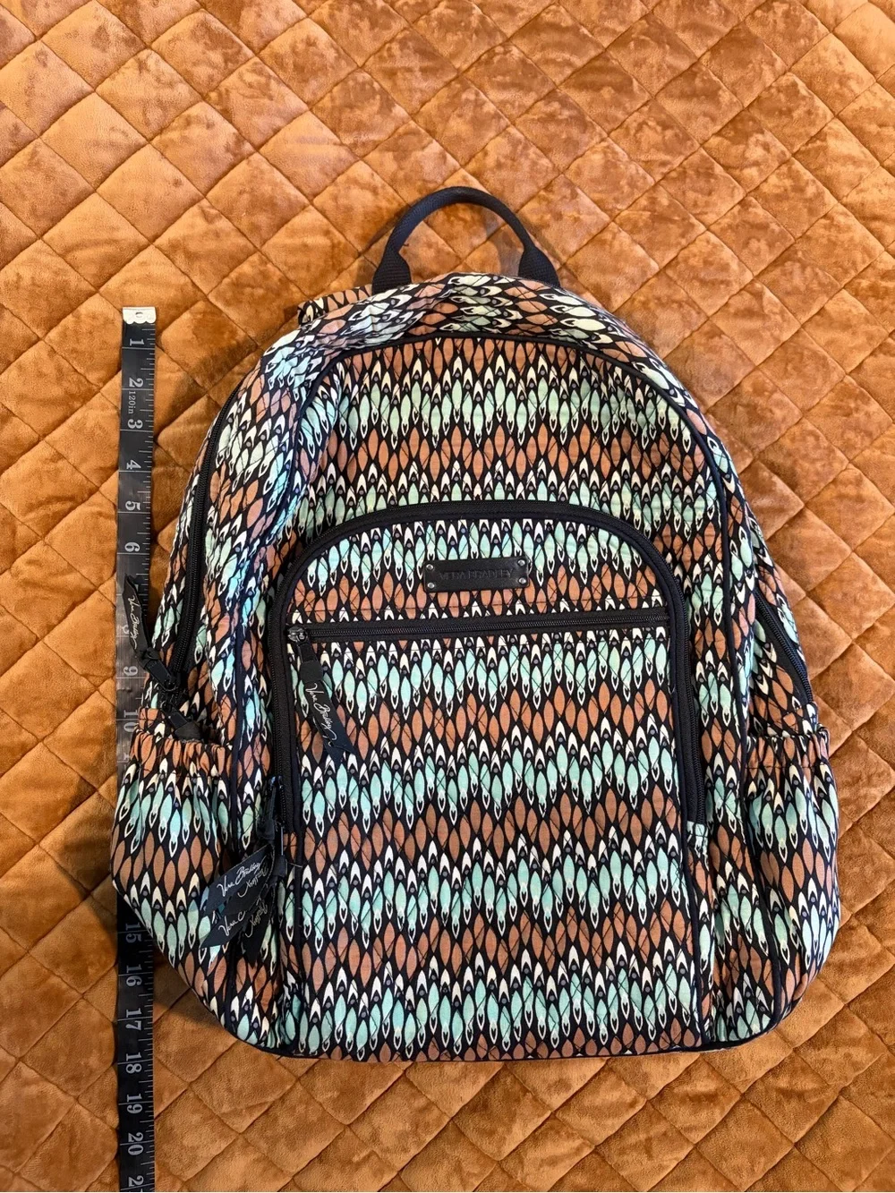 Vera Bradley Sierra Stream Quilted Backpack - Turquoise & Brown